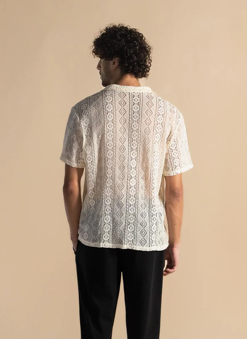 شايبس قميص شبه شفاف بنقوش