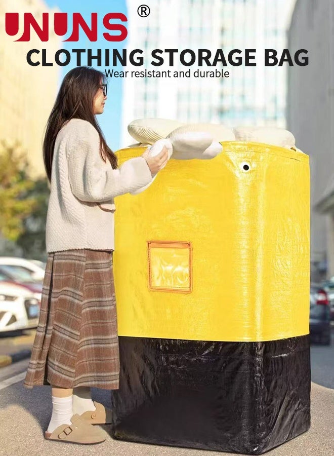 UNUNS Large Capacity Moving Bags,1Pc 250L Waterproof Storage Bins With Drawstring And Visual label for Bedding,Clothes,and More,Ideal for Home Organization and Relocation,50x50x100cm,Black Yellow - Image 2