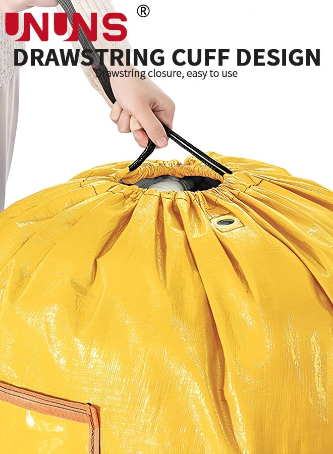 UNUNS Large Capacity Moving Bags,1Pc 250L Waterproof Storage Bins With Drawstring And Visual label for Bedding,Clothes,and More,Ideal for Home Organization and Relocation,50x50x100cm,Black Yellow - Image 3
