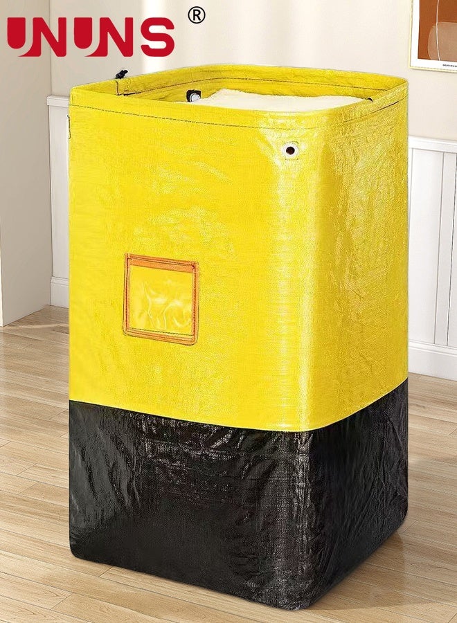 UNUNS Large Capacity Moving Bags,1Pc 250L Waterproof Storage Bins With Drawstring And Visual label for Bedding,Clothes,and More,Ideal for Home Organization and Relocation,50x50x100cm,Black Yellow - Image 1