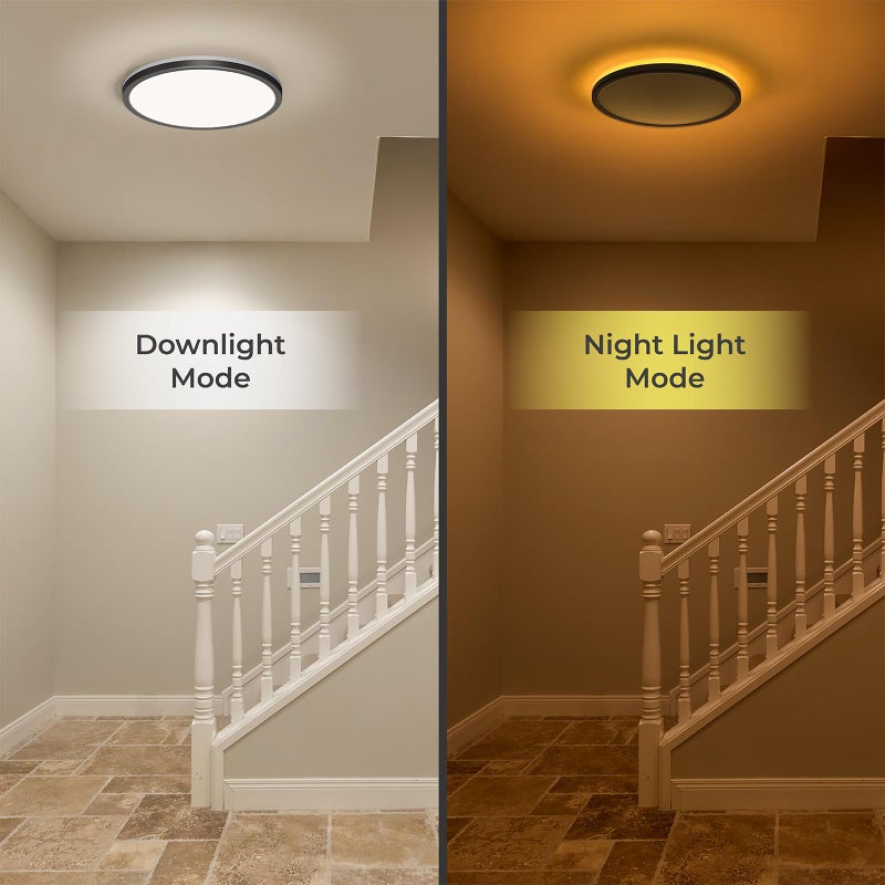 Matane Flush Mount Ceiling Light Fixture with Remote Control, Nightlight 8.7 Inch 18W 3000K-6500K Adjustable, Led Low Profile Ceiling Lights for Bedroom, Living Room,Dining Room, Kitchen, Round Black - Image 2