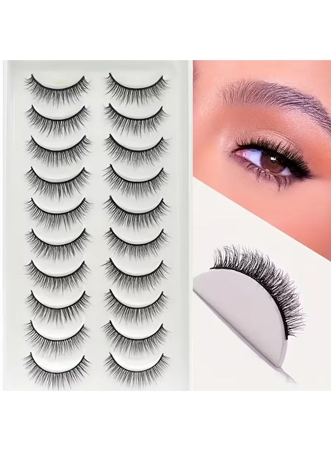 JOSQUEWNN 10 Pairs False Eyelashes Set, Natural Look False Eyelashes, Lightweight And Natural To Enhance Eye Makeup Charm, Long-Lasting Smudge-Proof, Suitable For Daily And Party Occasions. - Image 5