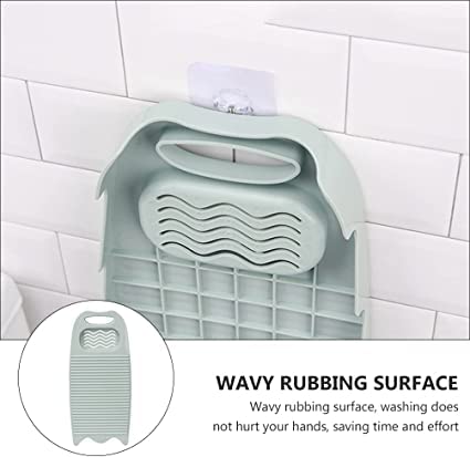 kesig Mini Hand Wash AntiSkid Laundry Water Saving Washboard Scrubbing Pad for Kid Clothes Shirts Hand Towels for Home with Soap Holder - Image 5
