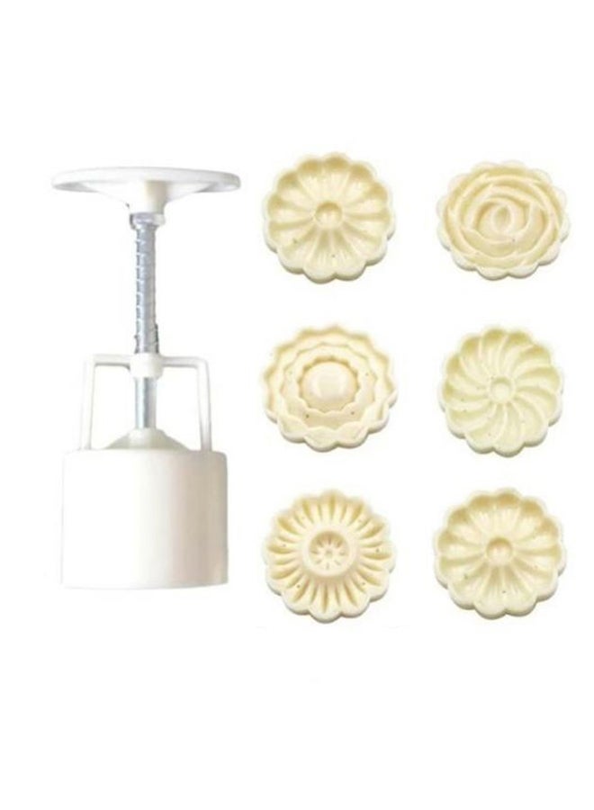 SMH Flower Fondant Hand Press Cookie Cutter White/Silver/Beige - Image 1