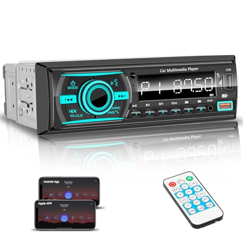GHIOPMZ Marine Radio Single DIN Bluetooth Car Stereo, Boat Stereo Receiver Marine Head Unit with iOS/Android,Built-in Mic, Digital LCD, RCA, MP3, FM, EQ, Aux-in, USB, TF Card & APP Remote - Image 1