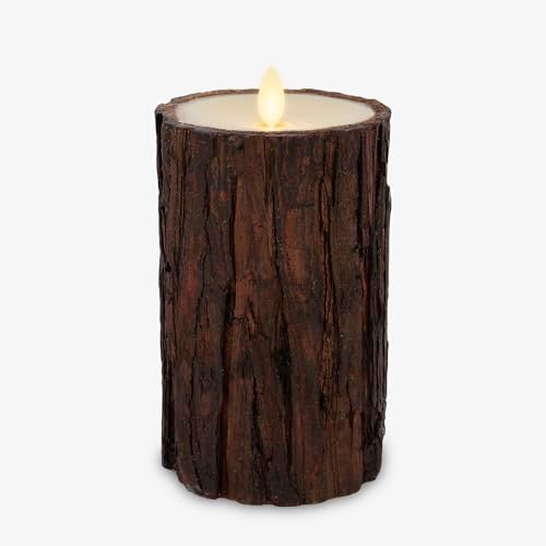 Luminara Real Bark Flameless LED Candle Ivory 35 x 65 Moving Flame Battery Operated with Timer Realistic Wax Pillar for Home Decor Indoor Safe - Image 1