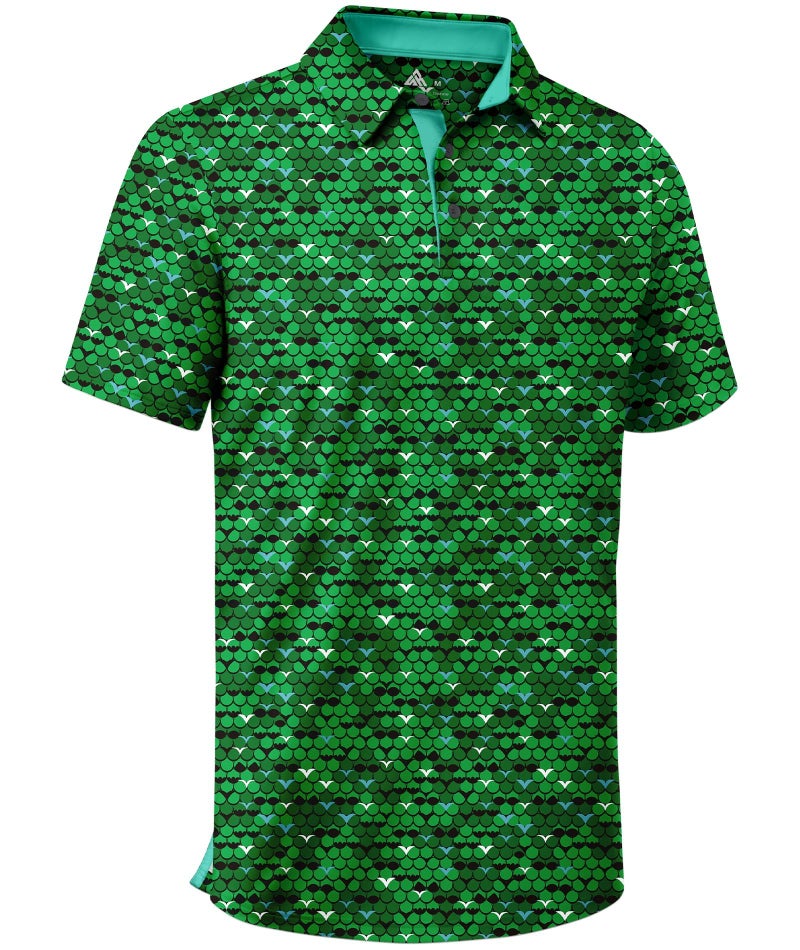ZITY Mens Golf Shirt Short Sleeve Moisture Wicking Performance Daily Casual Print Patterns Collared Golf Polo Shirts for Men Grass Green Medium - Image 1