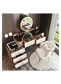AWD Dressing Makeup Table with Mirror and Chair, Solid Wood Modern Smart Dressing Vanity Table, Storage Drawers, Lighted Mirror Make up Desk for Bedroom Furniture Women's Dresser Gift.  - Image 2