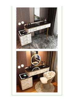 AWD Dressing Makeup Table with Mirror and Chair, Solid Wood Modern Smart Dressing Vanity Table, Storage Drawers, Lighted Mirror Make up Desk for Bedroom Furniture Women's Dresser Gift.  - Image 5