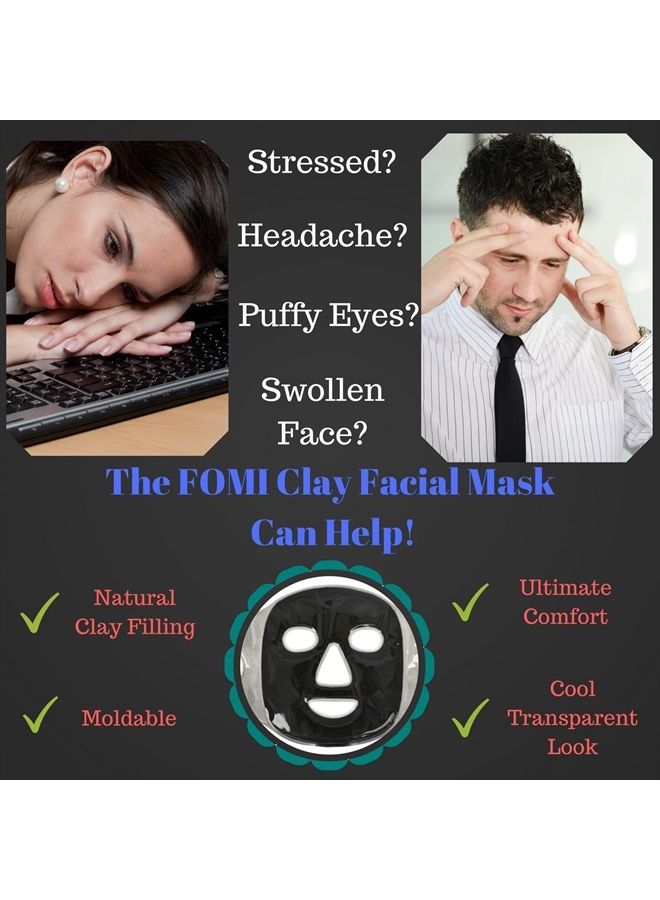 FOMI Cold Clay Facial Ice Mask | Cooling Face Mask for Acne, Swollen Face, Puffy Eyes, Dark Circles, Headache, Migraine, Sinus Relief | Fabric Backing | Natural Clay Filling (X-Large) - Image 4