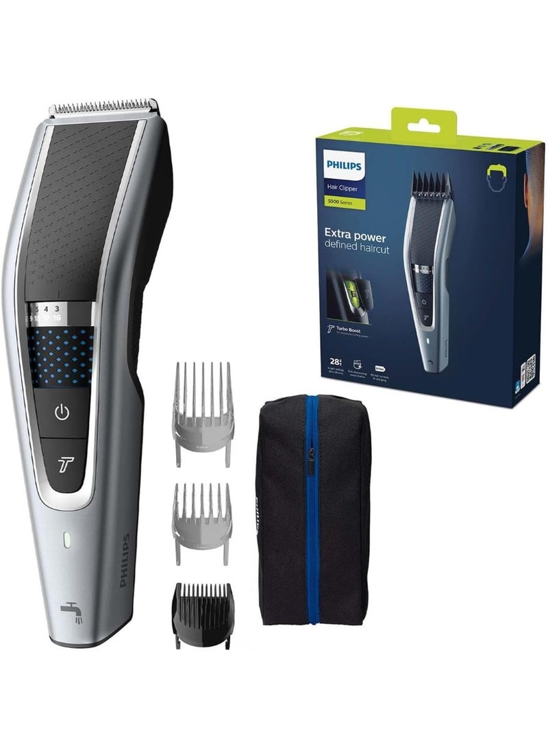Philips HC5630/15 Series 5000 Hair Trimmer with 28 Length Settings, 3 Comb Attachments and Turbo Mode silver - Image 1