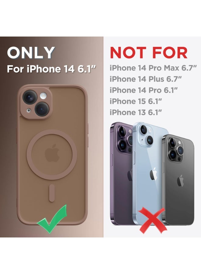 كبرارو جراب مغناطيسي لهاتف iPhone 14، [متوافق مع MagSafe] [حماية كاملة للكاميرا] جراب هاتف شفاف غير لامع رفيع مقاوم للصدمات لهاتف iPhone 14 مقاس 6.1 بوصة، بني - Image 2