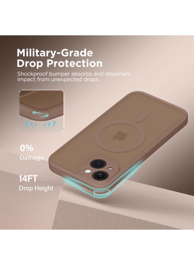 كبرارو جراب مغناطيسي لهاتف iPhone 14، [متوافق مع MagSafe] [حماية كاملة للكاميرا] جراب هاتف شفاف غير لامع رفيع مقاوم للصدمات لهاتف iPhone 14 مقاس 6.1 بوصة، بني - Image 5