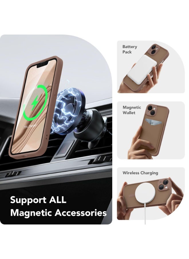 كبرارو جراب مغناطيسي لهاتف iPhone 14، [متوافق مع MagSafe] [حماية كاملة للكاميرا] جراب هاتف شفاف غير لامع رفيع مقاوم للصدمات لهاتف iPhone 14 مقاس 6.1 بوصة، بني - Image 3