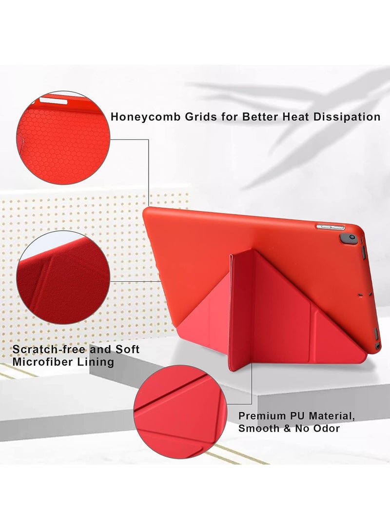 TIGER iPad 10.2 Inch Case for iPad 9th Generation 2021, iPad 8th Generation 2020 & iPad 7th Generation 2019, 5-in-1 Multiple Viewing Angles, Auto Wake/Sleep Soft Back Cover, Red - Image 4