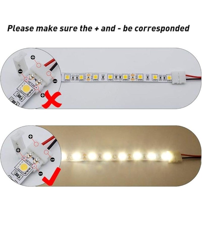Snoogg كابل SOOOGG 2 نواة 18 AWG بطول 25 قدم موصل 2 دبوس 5 قطع بدون لحام لشرائط LED أحادية اللون COB/SMD 2835 3528 محول تمديد شرائط LED بدون فجوات - Image 5