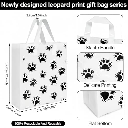 Tudomro 150 Pack Christmas Boutique Bags Christmas Plastic Merchandise Valentines Reusable Shopping Gifts Bags 10 x 13 Inch for Xmas Holiday Party SuppliesPaw Pattern - Image 5