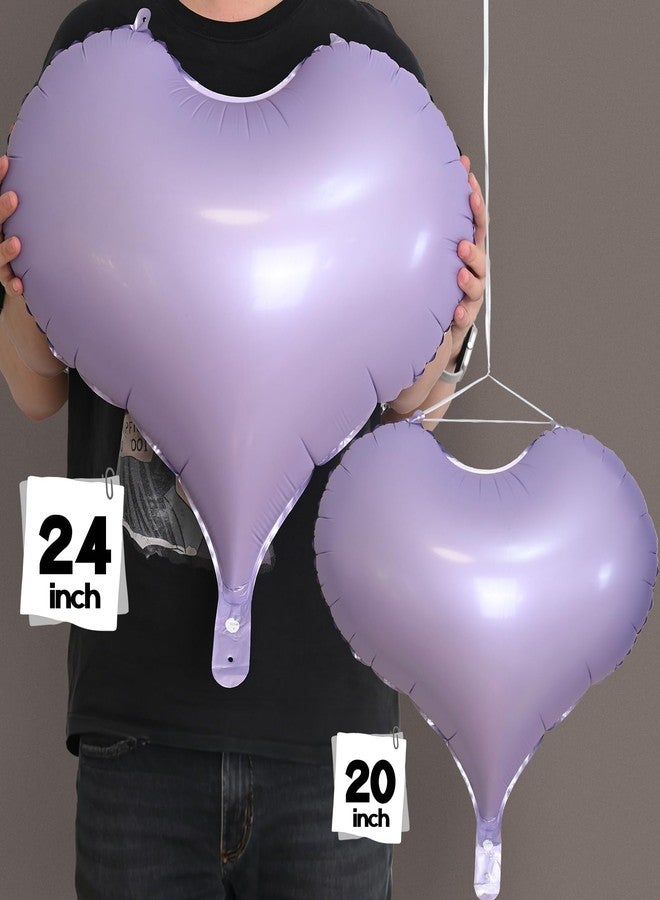 Froova Purple Heart Balloons, 10 Pcs Lavender Light Purple Foil Mylar Heart Shape Balloons 20 Inch Reusable Big Helium Balloon for Girls Women Birthday Valentine's Day Decorations Bridal Shower Engagement - Image 4