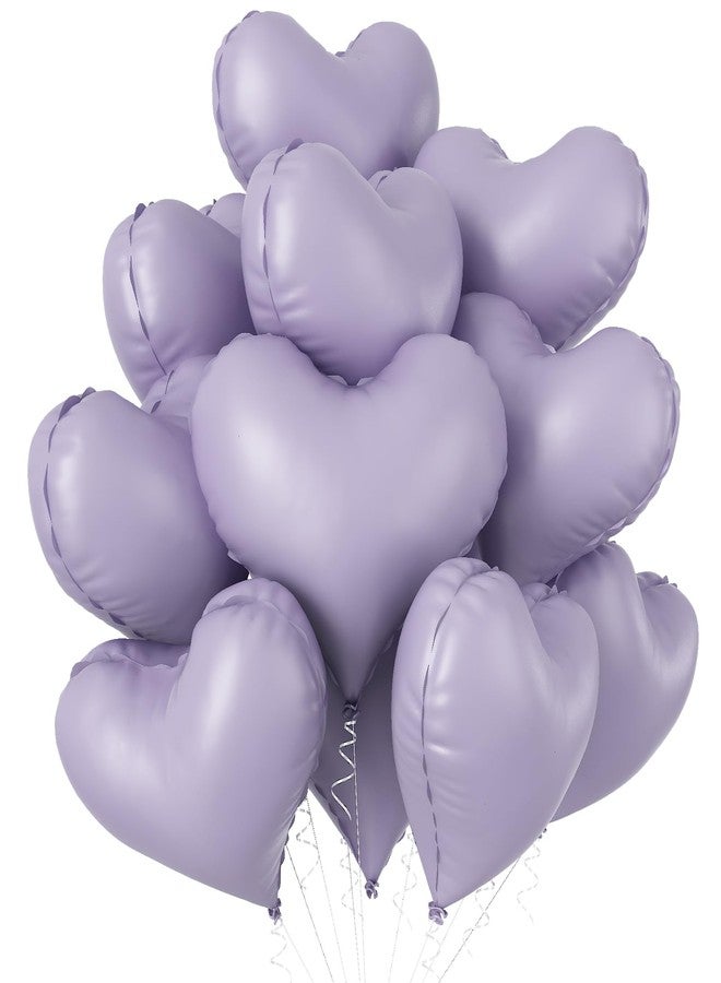 Froova Purple Heart Balloons, 10 Pcs Lavender Light Purple Foil Mylar Heart Shape Balloons 20 Inch Reusable Big Helium Balloon for Girls Women Birthday Valentine's Day Decorations Bridal Shower Engagement - Image 1