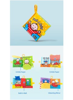 نيبمينينت Baby Cloth Books, Touch & Feel Crinkle Soft Book for Babies, Infants Toddler Early Development Interactive Stroller Toys with Interactive, Washable Fabric Pages (Peek a Baby)  - Image 4