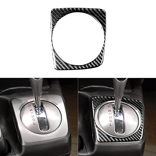 PJFUS Real Soft Carbon Fiber Decal Automatic Gear Shift Panel External Frame Car Interior Accessories Decoration Sticker Compatible with Civic 8 Gen 2006-2011 Black(Type A) - Image 1