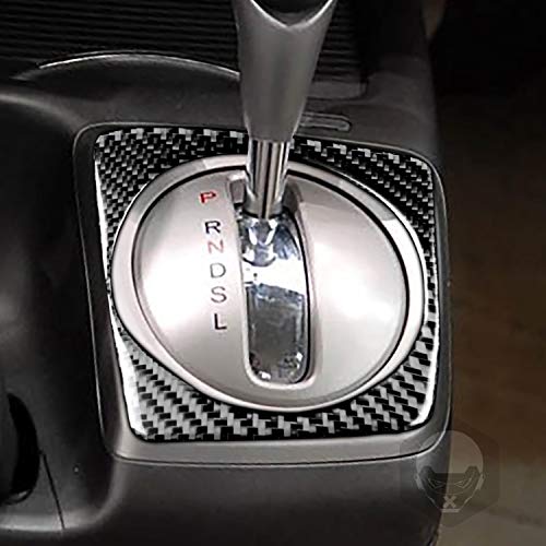 PJFUS Real Soft Carbon Fiber Decal Automatic Gear Shift Panel External Frame Car Interior Accessories Decoration Sticker Compatible with Civic 8 Gen 2006-2011 Black(Type A) - Image 3