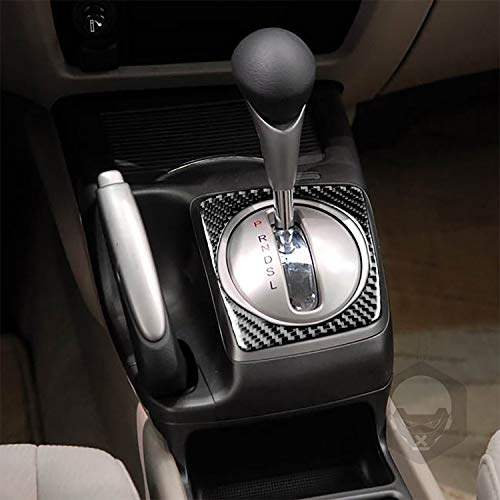 PJFUS Real Soft Carbon Fiber Decal Automatic Gear Shift Panel External Frame Car Interior Accessories Decoration Sticker Compatible with Civic 8 Gen 2006-2011 Black(Type A) - Image 2