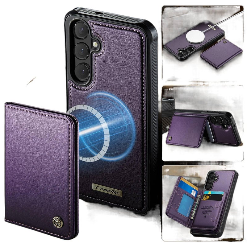 غطاء واقي بملمس باللون أسود بوظيفة حامل جلد لـ Samsung S26 Ultra / Samsung S26 مع حامل قائم وحامل بطاقات مع مقاوم للصدمات مع حماية من السقوط للمدرسة للهدايا سهل الحمل - Image 3