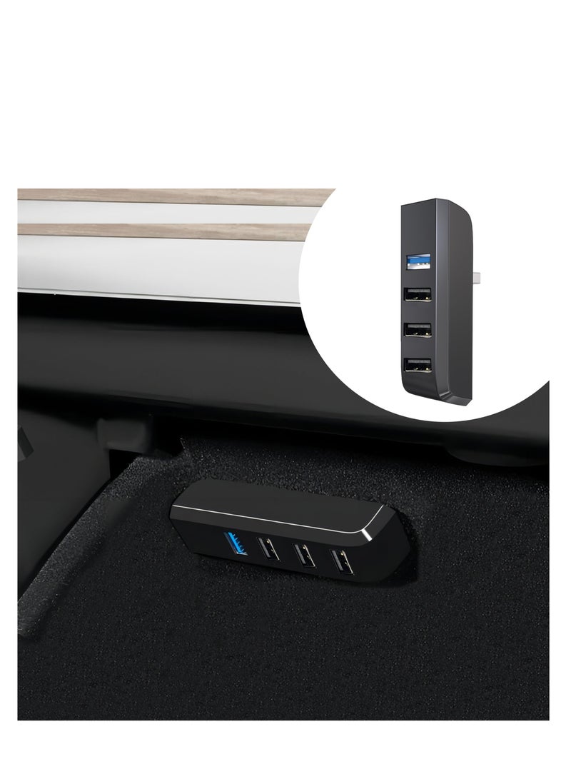 Glove Box USB Hub for Tesla Model 3/Y 2021-2023, 4-in-1 Multiport Dash Cam Flash Drive Charger Glovebox Extension Docking Station for Tesla Car Accessories, Made of ABS+PC Materials - Image 1