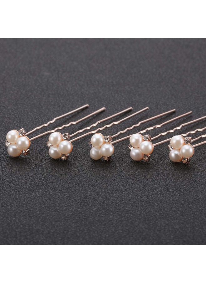 WILLBOND 18 Pcs Pearl Hair Pins Bridal Wedding Hair Accessories Crystal Bobby Pin for Brides Bridesmaids Flower Women Girls(Rose Gold)  - Image 3