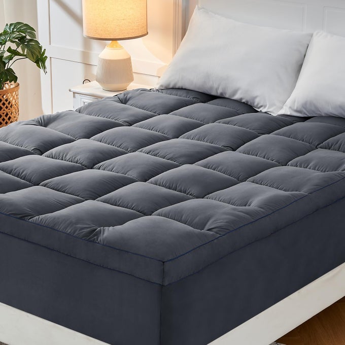 FULL BED MATTRESS TOPPER GREY COOLING MATTRESS PAD COVER THICK FULL SIZE PILLOW TOPPER SOFT WITH DEEP POCKETS WASHABLE PLUSH DOWN ALTERNATIVE FILL MATTRESS PROTECTOR