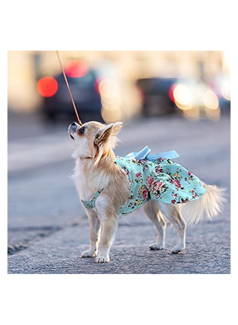 4 Pieces Dog Outfits Bowknot Floral Dress Pet Princess for Pets Cats XS
