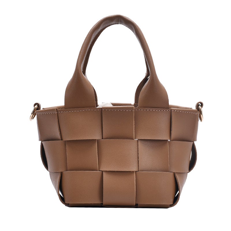 Korean Style Woven Portable Bucket Bag Women'S 2024 Spring And Arrival Trendy All-Match Mini Vegetable Basket Shoulder Crossbody Bag - Image 1