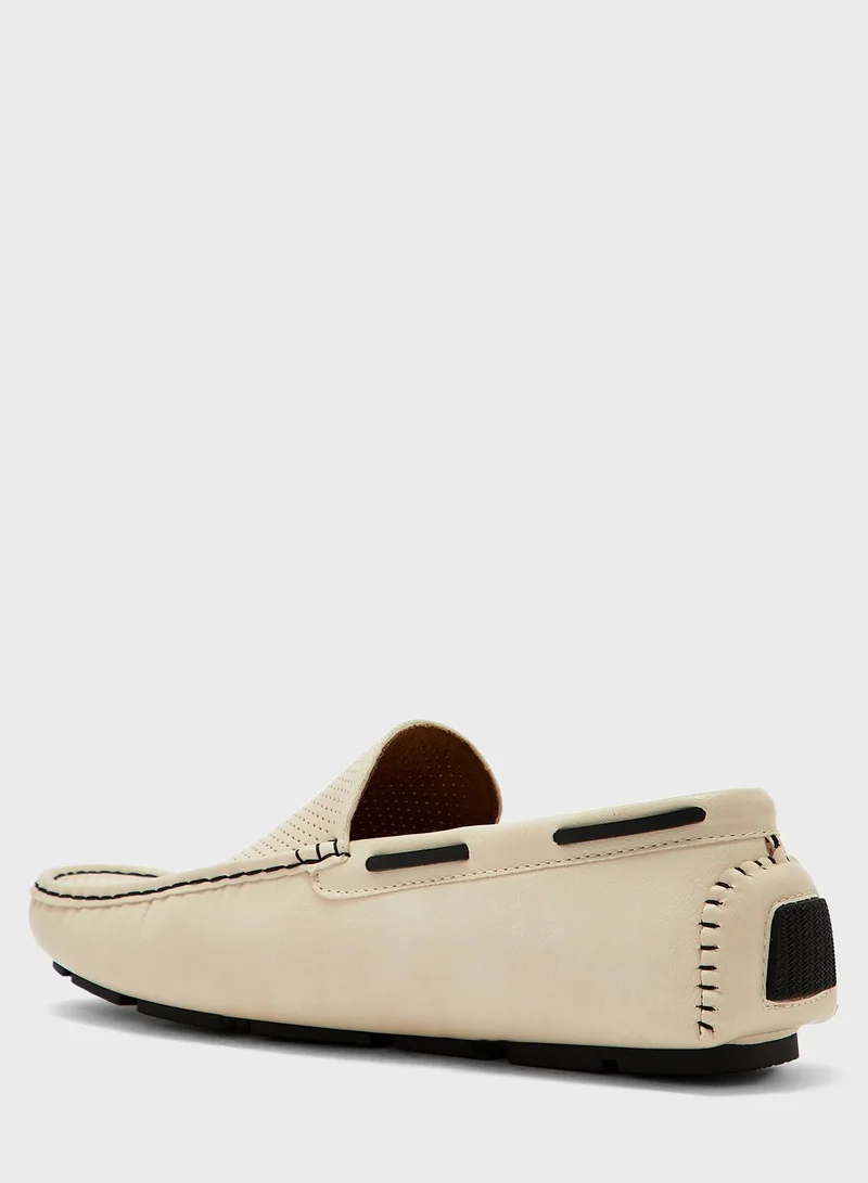 Robert Wood Webbing Highlight Perforation Texture Loafers