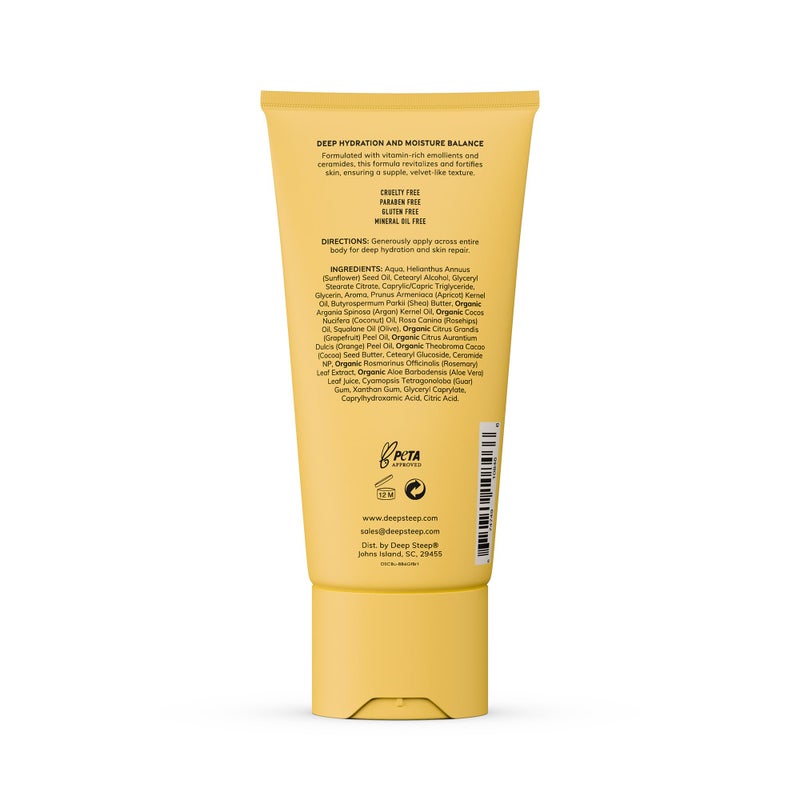 Deep Steep Body Butter, 6 oz â€“ Rich Moisturizer with Ceramides, Coconut Oil, Argan Oil & Aloe Vera â€“ Vegan, Clean Beauty, Smooth & Hydrated Skin (6 Ounces, Grapefruit Bergamot) - Image 2