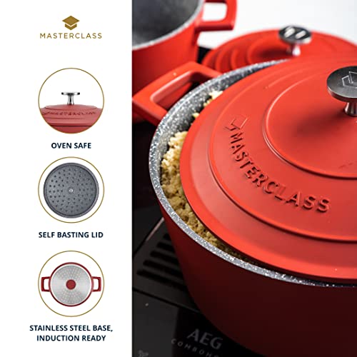 Master Class MasterClass Cast Aluminium Red Casserole Dish, 28cm, 5 Litre, Gift Boxed - Image 5