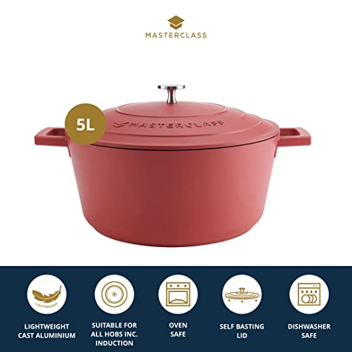 Master Class MasterClass Cast Aluminium Red Casserole Dish, 28cm, 5 Litre, Gift Boxed - Image 2