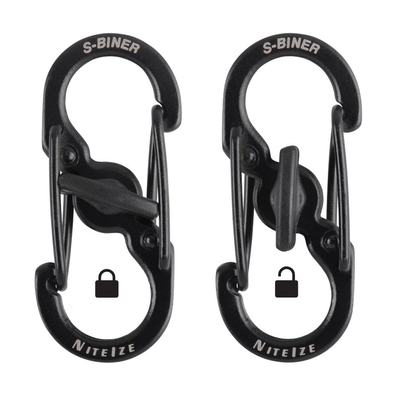 Nite Ize S-Biner MicroLock Stainless Steel - Durable Key Holder Carabiner Clip - S-Biner with Locking Gates - Durable & Strong Mini Carabiners for Keychain Accessories - Black (5 Pack) - Image 2