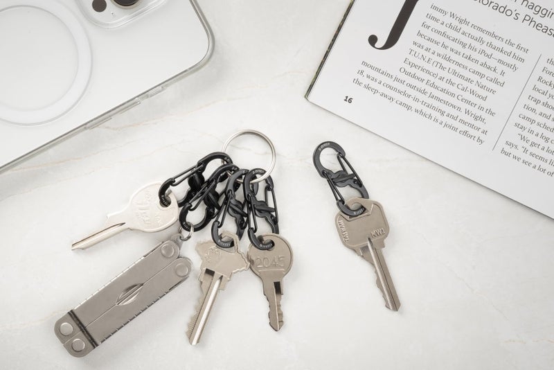 Nite Ize S-Biner MicroLock Stainless Steel - Durable Key Holder Carabiner Clip - S-Biner with Locking Gates - Durable & Strong Mini Carabiners for Keychain Accessories - Black (5 Pack) - Image 4