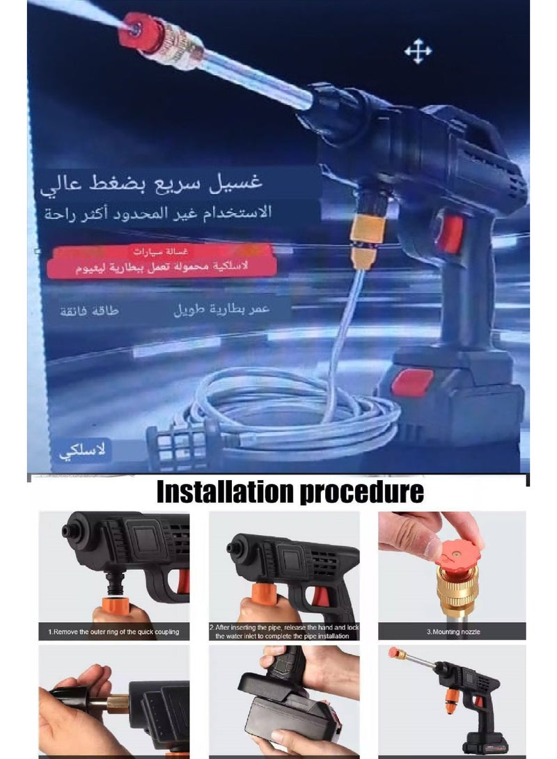 Mini High Pressure Car Washer, Portable Electric Gun with 2 Rechargeable 48V Batteries and Bag - Image 2