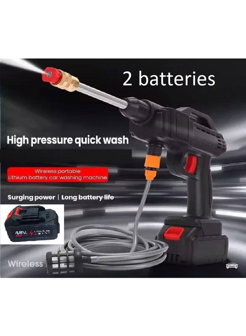 Mini High Pressure Car Washer, Portable Electric Gun with 2 Rechargeable 48V Batteries and Bag - Image 1