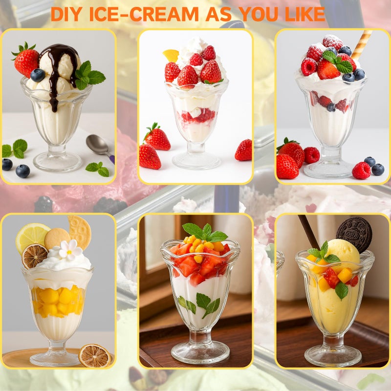 ZENFUN 6 Pack Glass Tulip Sundae Cups, 7 Fl Oz Clear Milkshakes Footed Ice Cream Cups Dessert Bowls Set for Sherbet Trifle, Fruit, Salad, Snack, Cocktail - Image 4