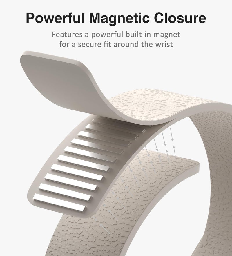 Nereides Magnetic Silicone Band Compatible with Apple Watch Band 42mm 41mm 40mm 38mm Series 11 10 9 8 7 6 5 4 3 & SE 3/2/1 Strong Magnetic Clasp, Waterproof & Adjustable (Starlight) - Image 3