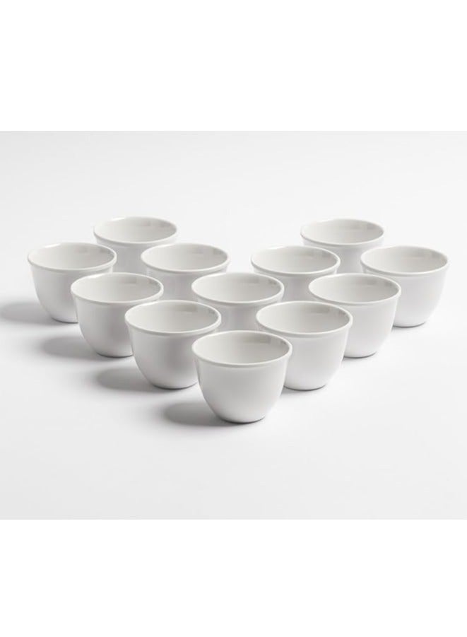 Arabic Coffee Cups Set 12 Pieces Premium Melamine Unbreakable Healthy White Dishwasher Safe | Saudi Coffee Cups | Coffee Cups for Hospitality  - Image 1