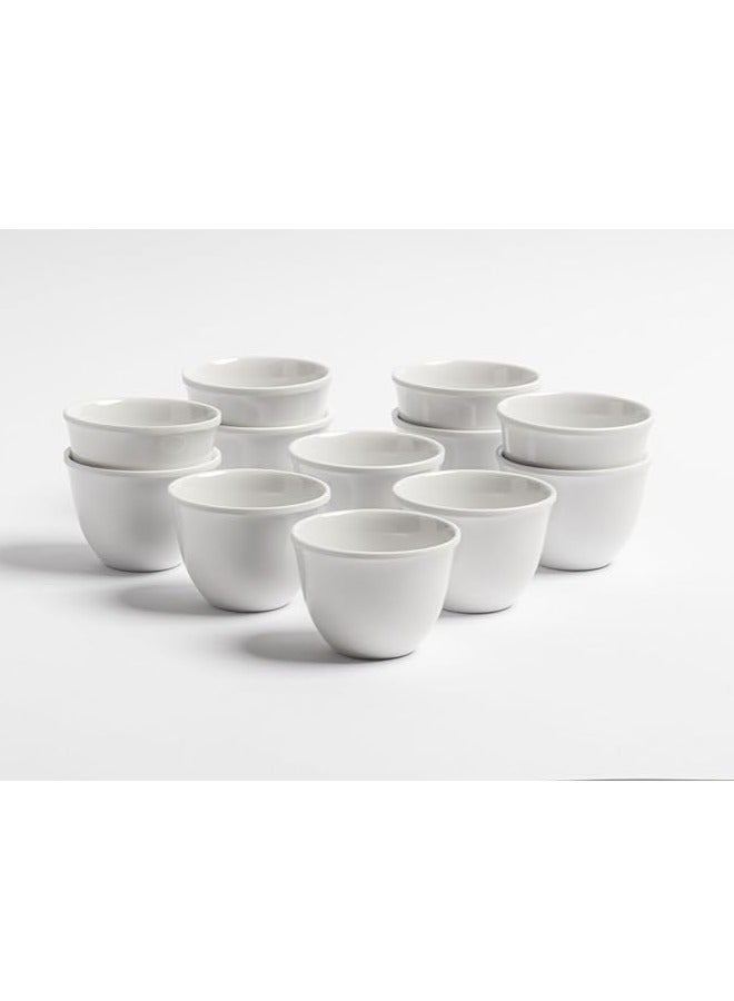 Arabic Coffee Cups Set 12 Pieces Premium Melamine Unbreakable Healthy White Dishwasher Safe | Saudi Coffee Cups | Coffee Cups for Hospitality  - Image 2