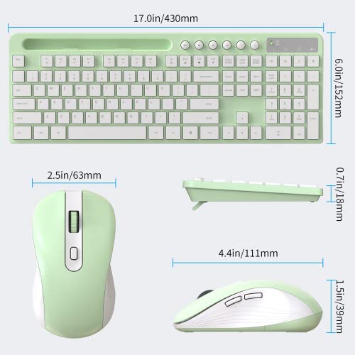 MARVO Wireless Keyboard and Mouse Combo, MARVO 2.4G Ergonomic Wireless Computer Keyboard with Phone Tablet Holder, Silent Mouse with 6 Button, Compatible with MacBook, Windows (Green) - Image 4