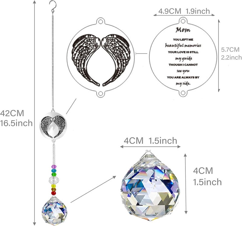 Persofine Memorial Gifts Crystal Suncatcher,Unique Sympathy Gifts for Loss of Loved One,Rainbow Maker Bereavement Gifts Box for Loss of Father Mom Dad Son Daughter Husband Brother Grandmother (Mom) - Image 2