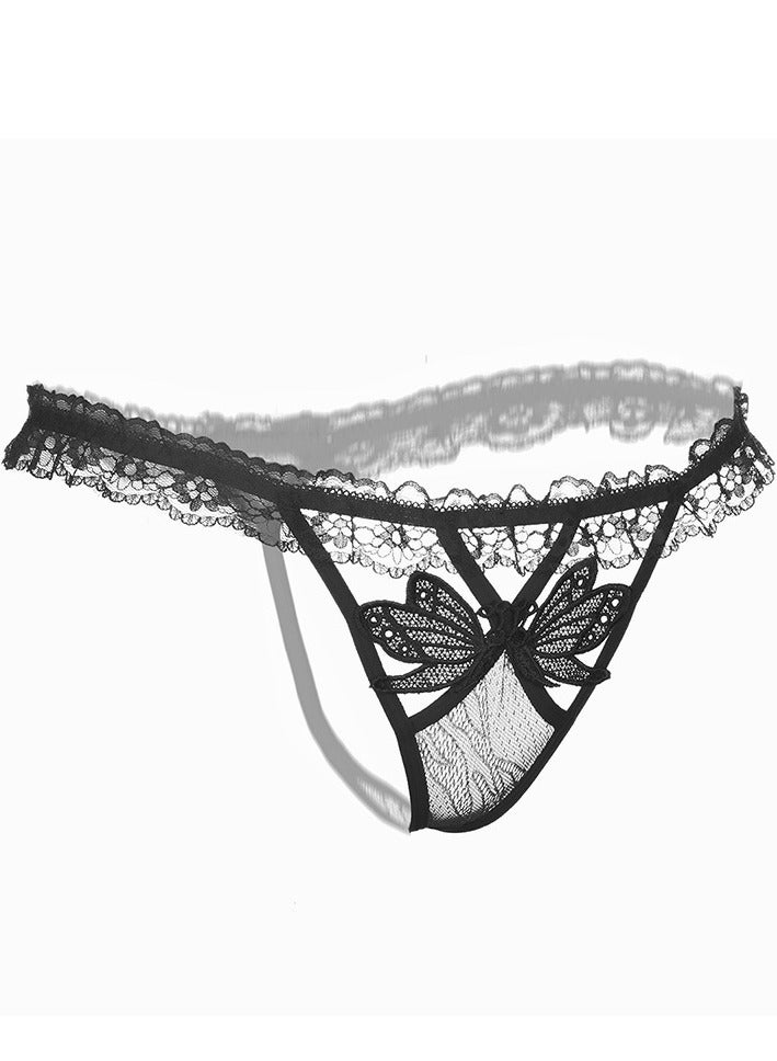 Women Butterfly Embroidery G-String Transparent  Low Waist Thong  T-back  Underwear  - Image 2