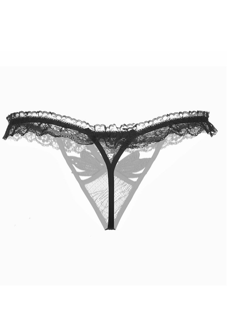 Women Butterfly Embroidery G-String Transparent  Low Waist Thong  T-back  Underwear  - Image 3