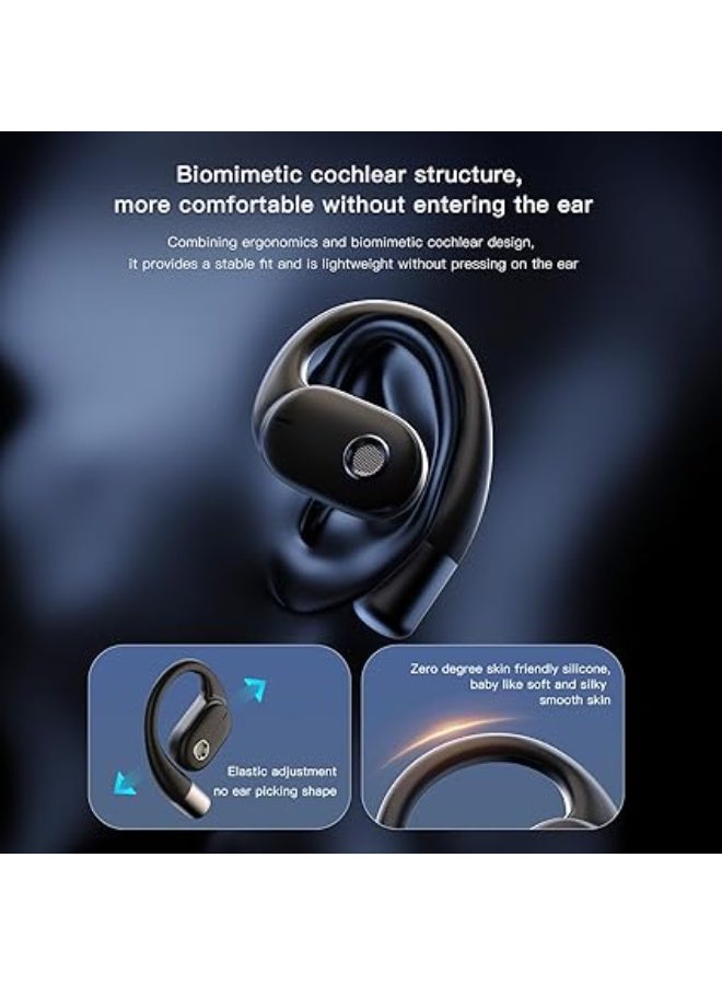 PEJE L09 Bluetooth Earphones, Wireless Earbuds,Air Conduction Bluetooth 5.3 Headphone Sport,2025 Bluetooth Earbuds Stereo Deep Bass Over Ear Bud, 24 Hours of Playtime, for Workout/Running (Black) - Image 3